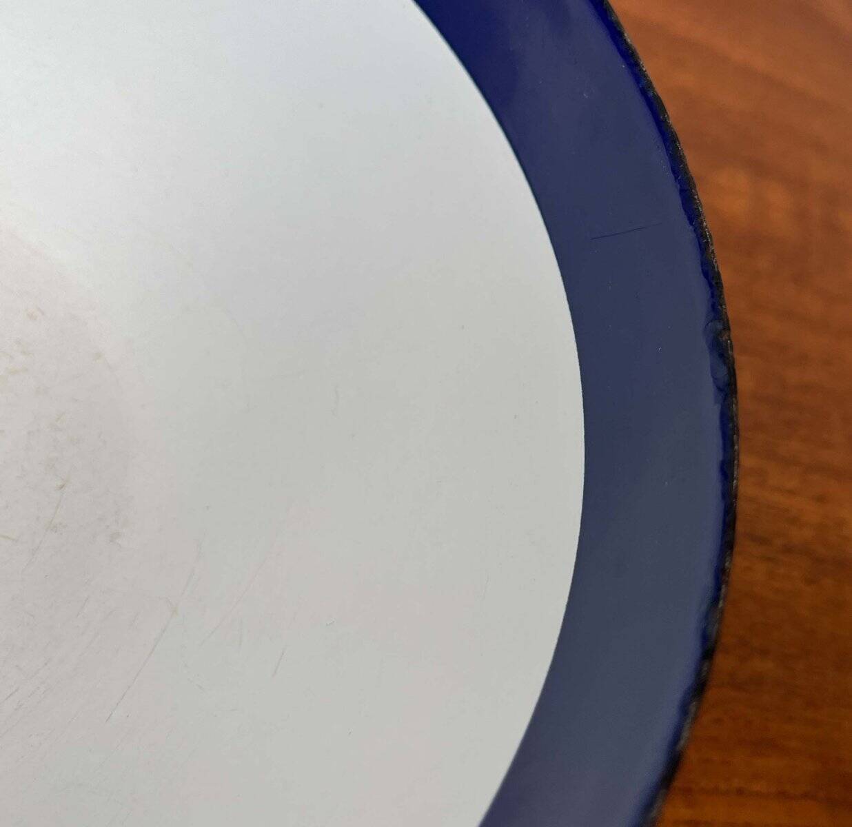 Modern blue enamel bowl from the mid-century by Kaj Franck for Finel, Finland, 1960s.