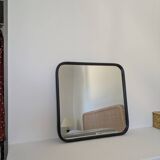 Black metal square mirror, industrial style