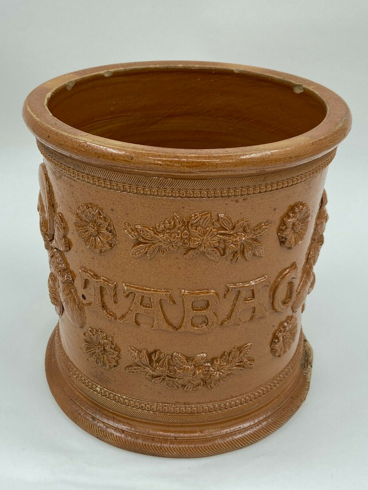 Terracotta tabac pot vernissee XlXeme gb 2 grès de beauvaisis