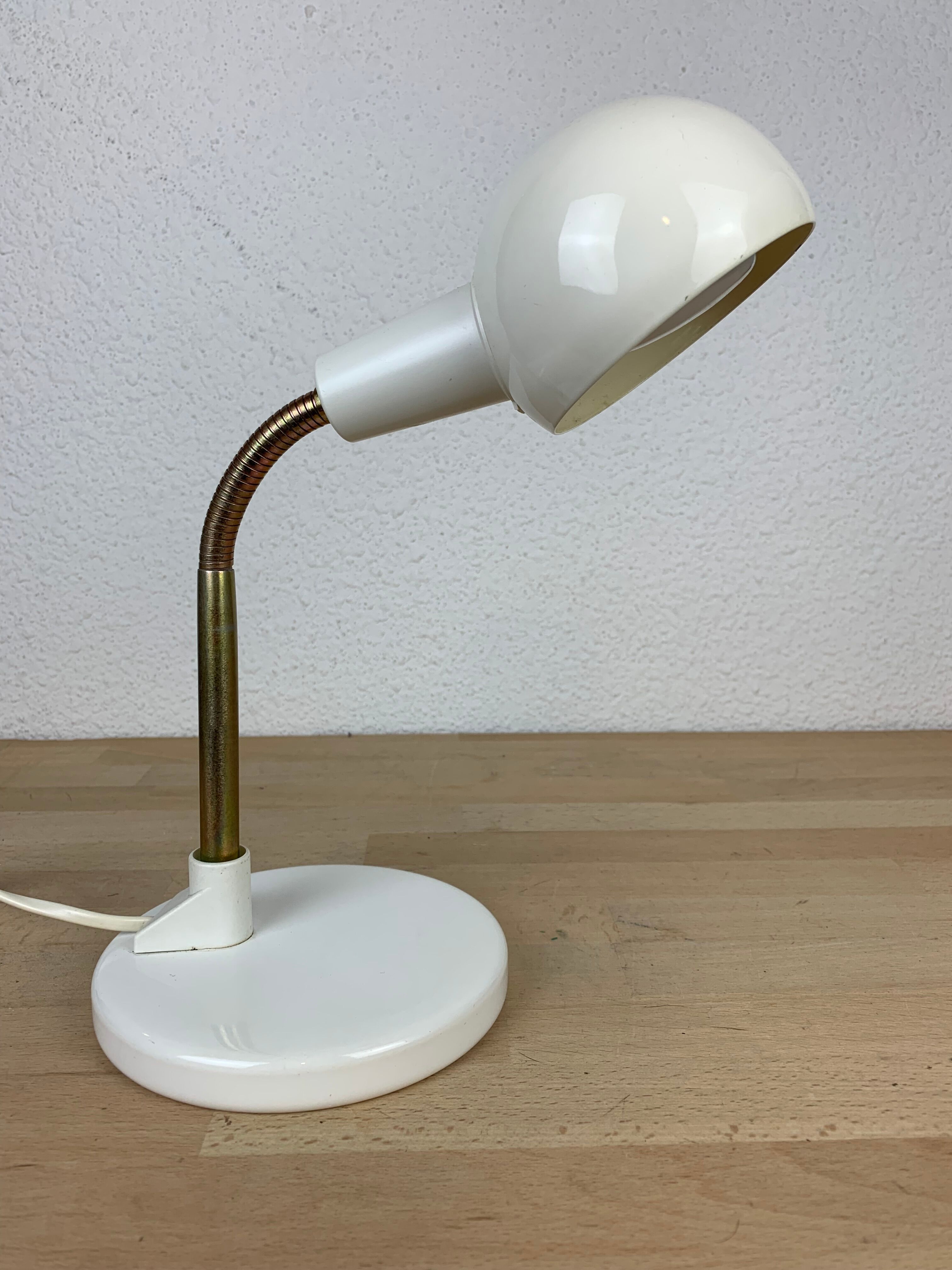 Flexible desk lamp metal white 70s/80s