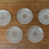 Set of 5 vintage Finnish glass plates from the Kastehelmi series by Oiva Toikka for Iittala.