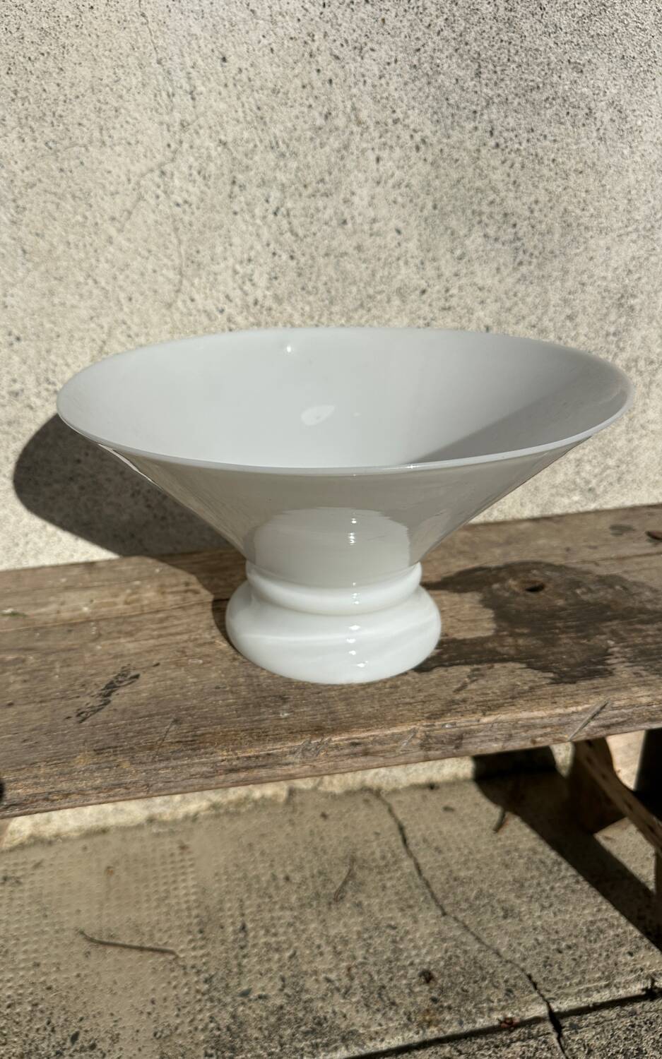 Old white abat-jour in opaline