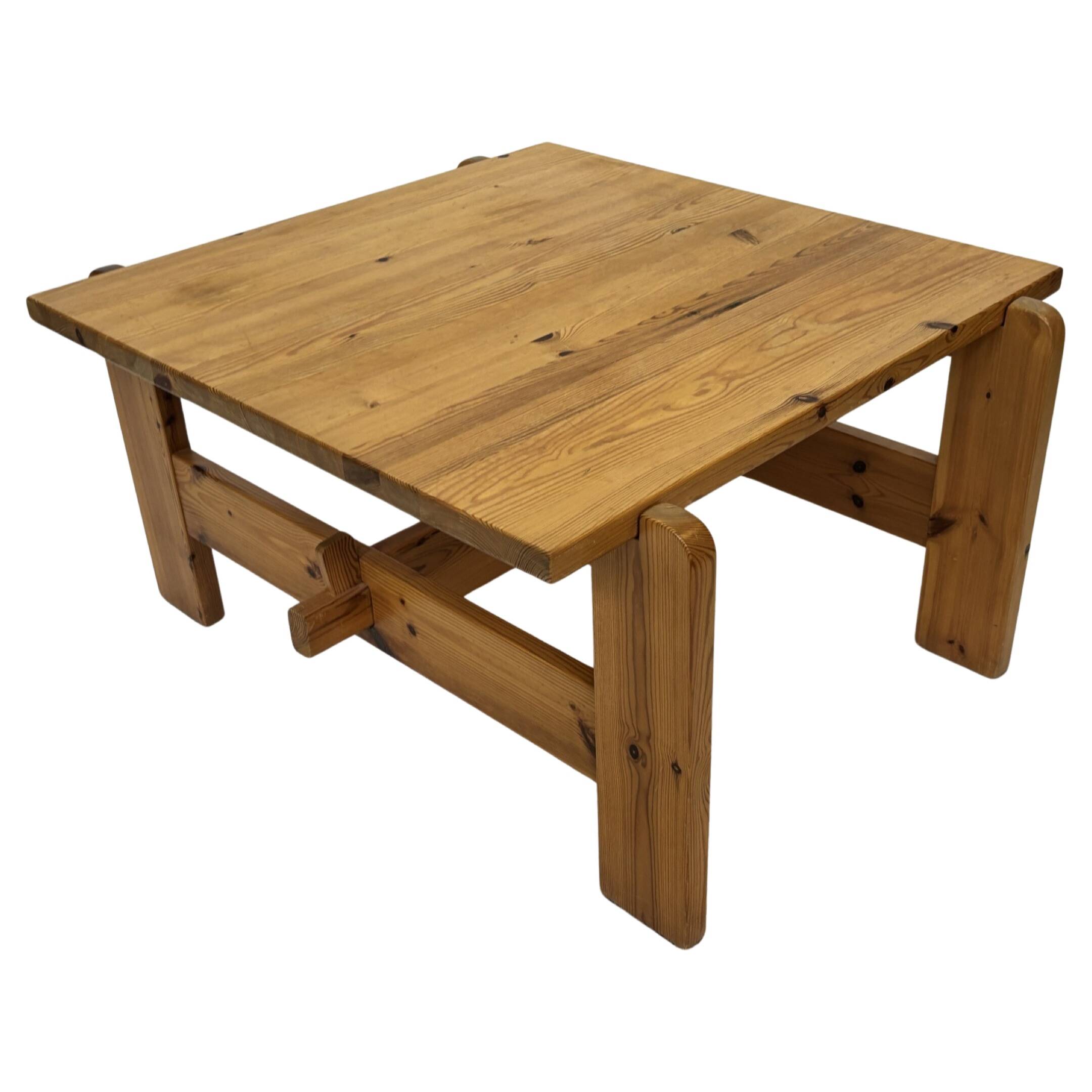 Vintage coffee table pinewood minimalist 1970s design