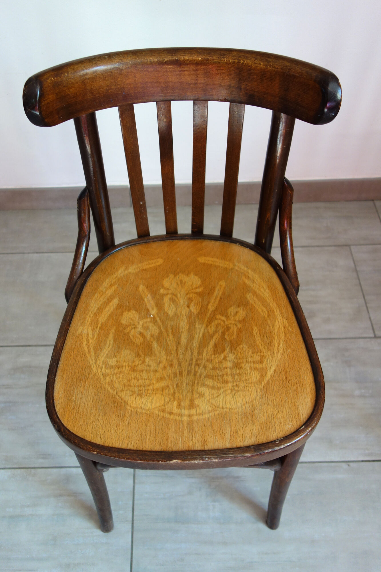 Pair of bistro chairs pattern flowers