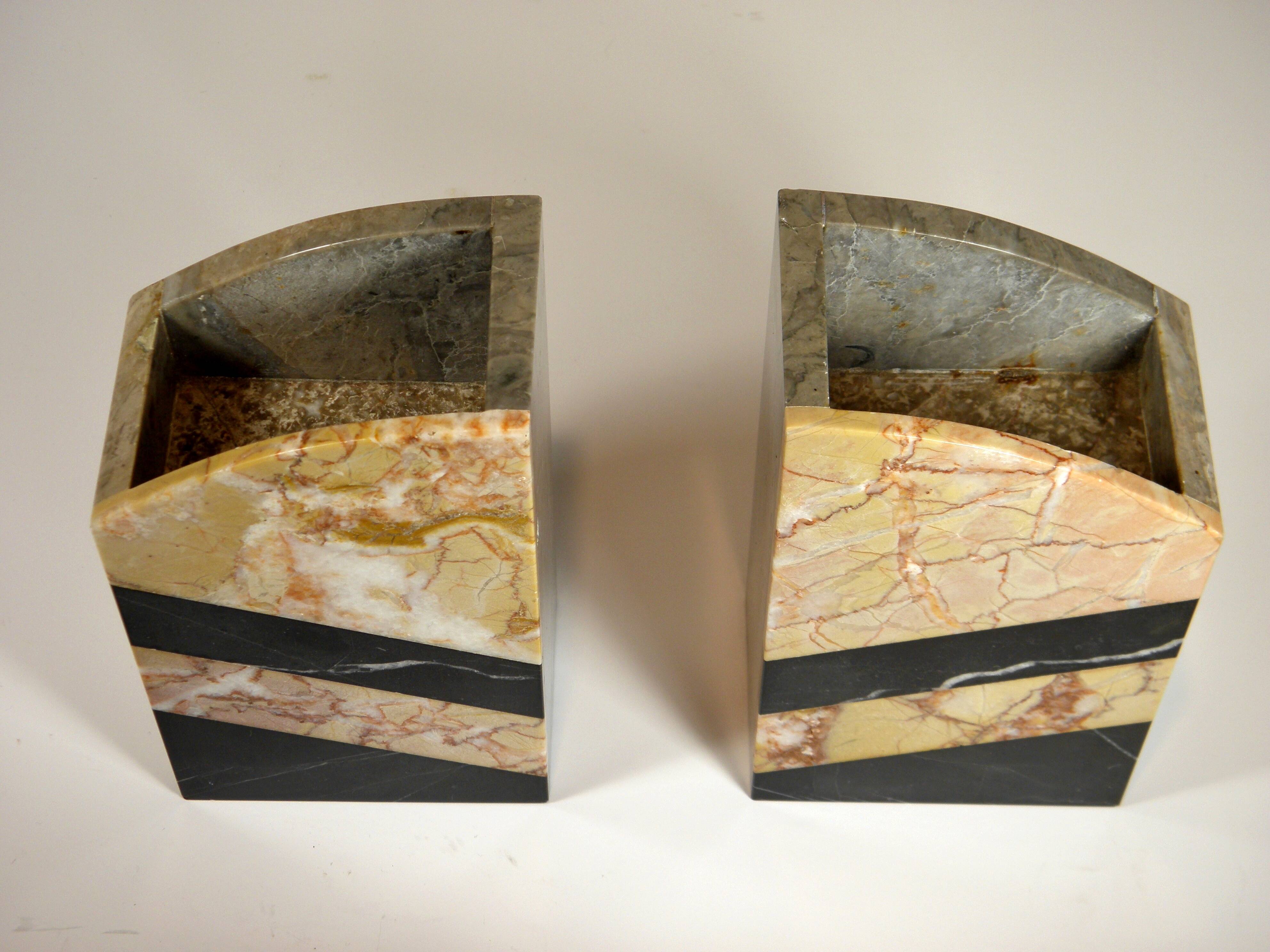 Pair of art deco marble bookends