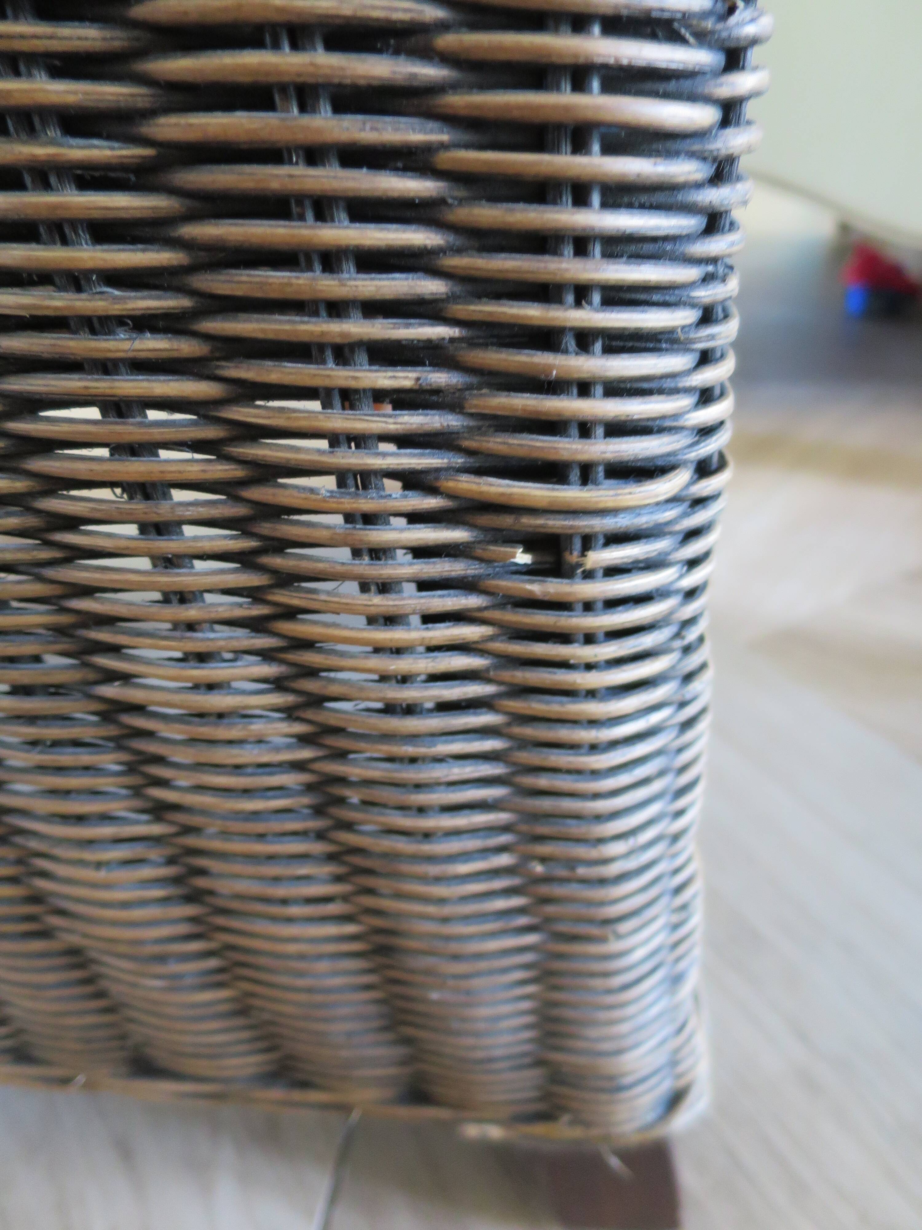 2 armchairs in woven rattan and wood, 1980s