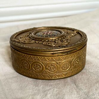 Round brass jewelry box