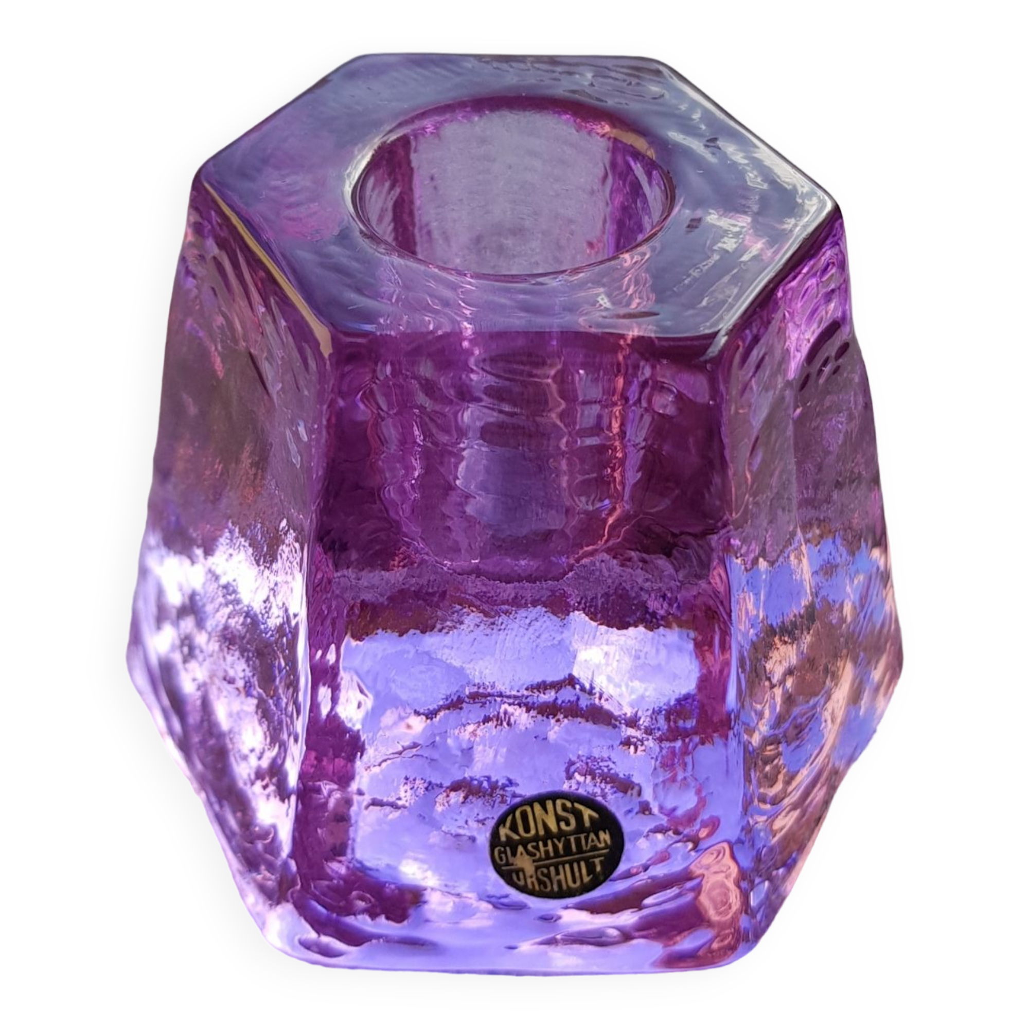 Swedish Konst Glashyttan Urshult glass candle holder