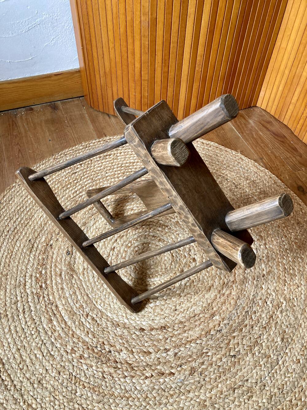 Brutalist magazine rack in the style of Jean Touret, 1950s.