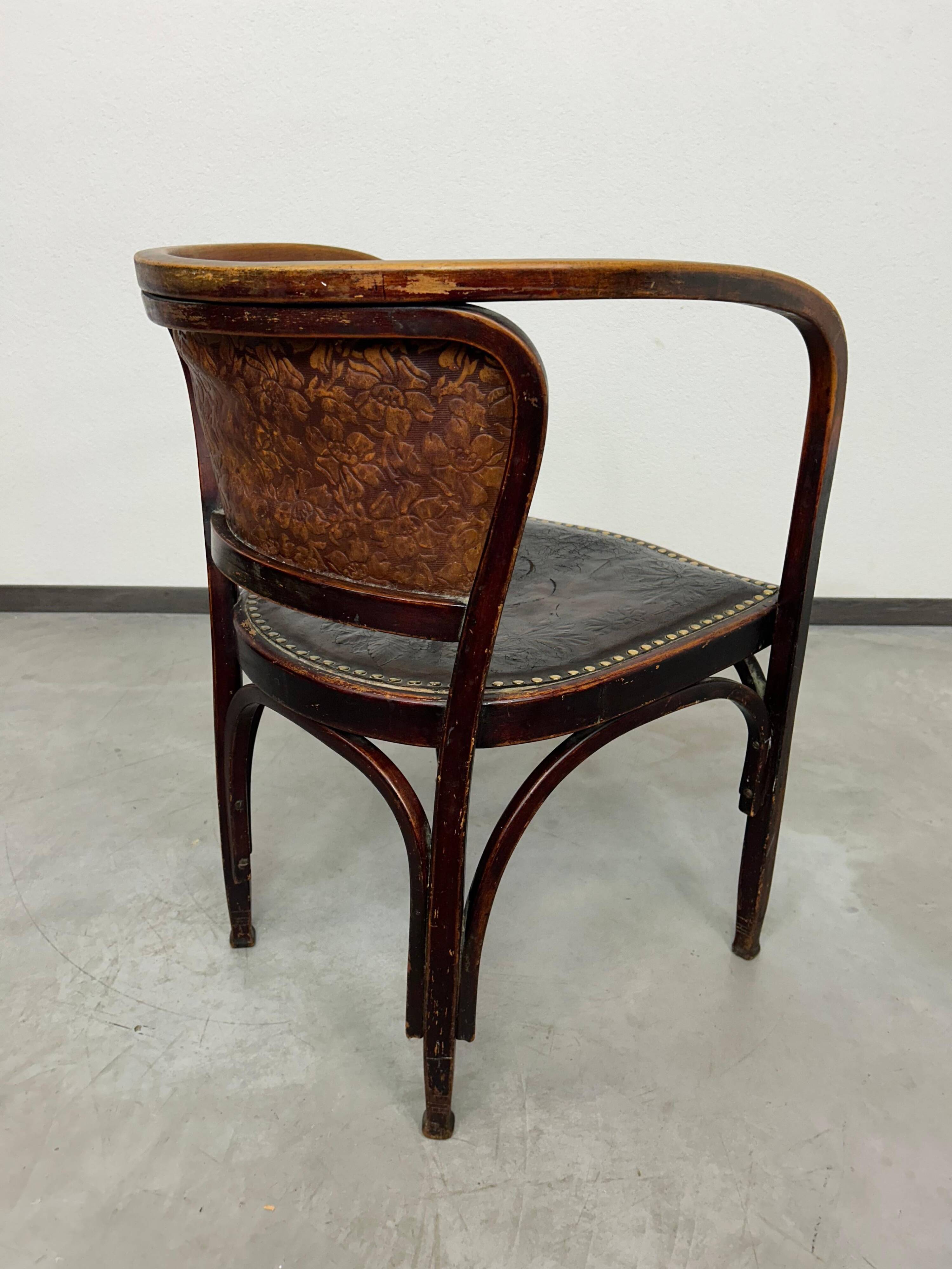 Secession office chair no. 715F by Gustav Siegel for J&J Kohn