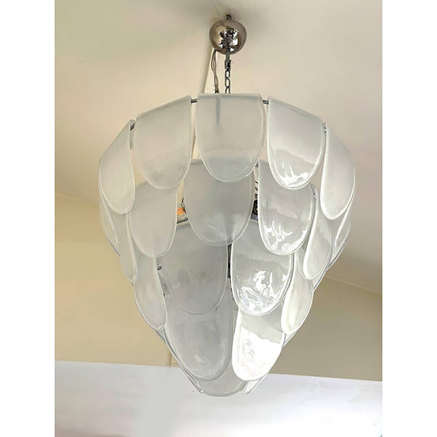 Contemporary Modern Sanded "Petals" Glass Chandelier