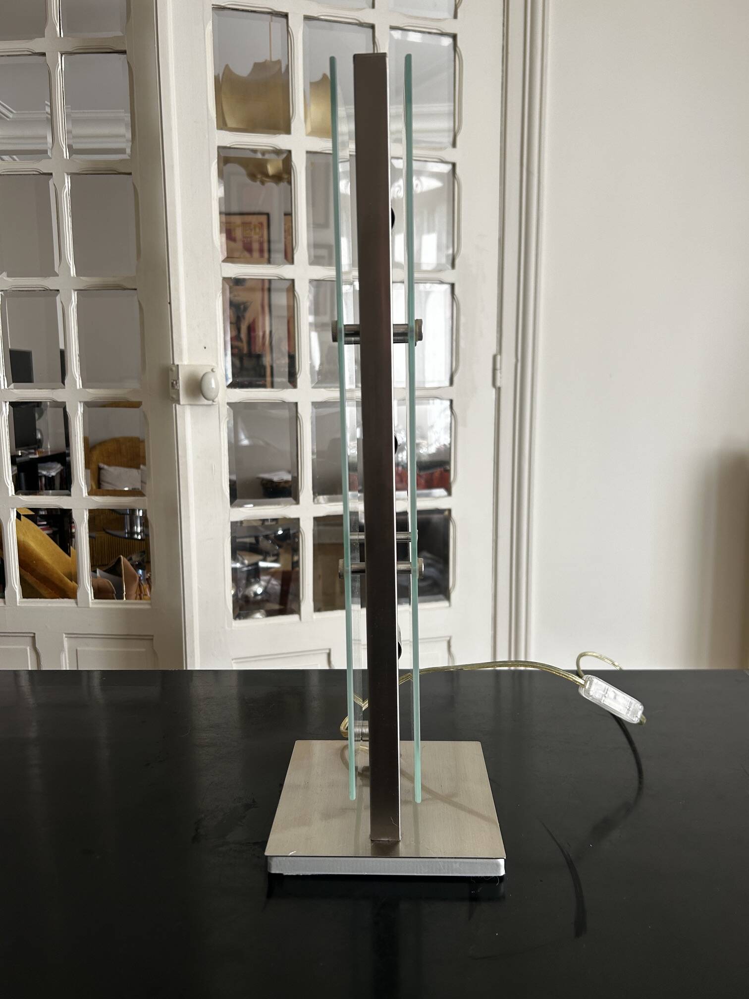 chrome and glass table lamp