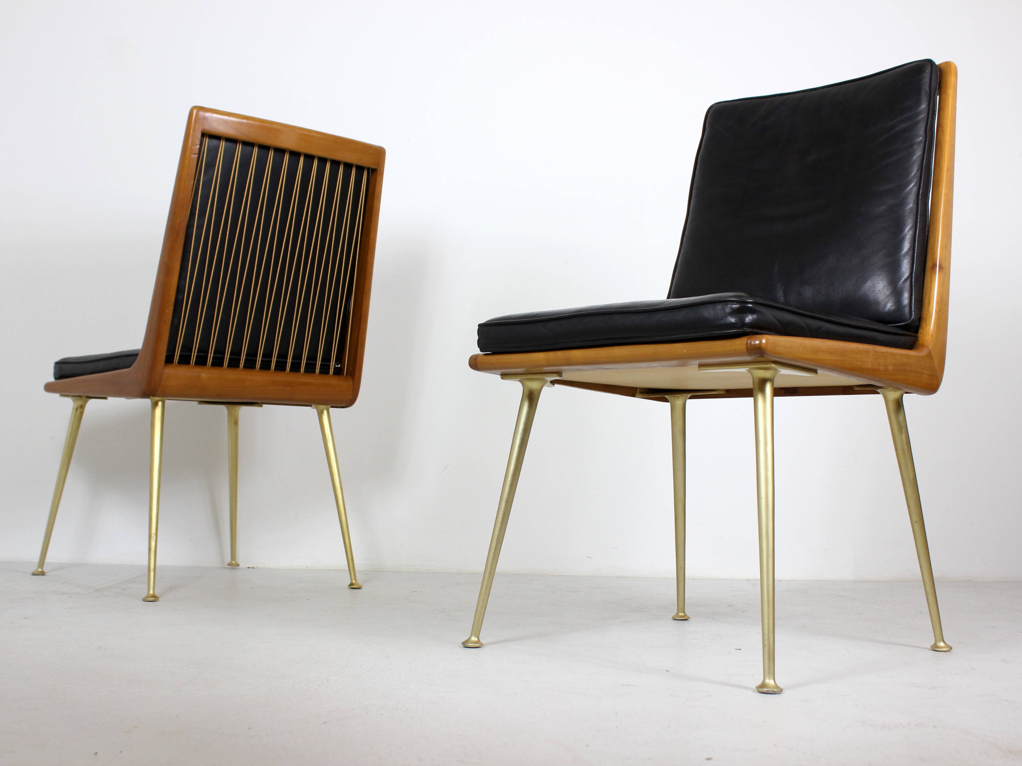 Pair of Boomerang Easy Chair by Hans Mitzlaff for Eugen Schmidt in Leather