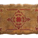 Triptych Florentine Gold and Red Wood Italian nesting Tables, 1960