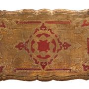 Triptych Florentine Gold and Red Wood Italian nesting Tables, 1960
