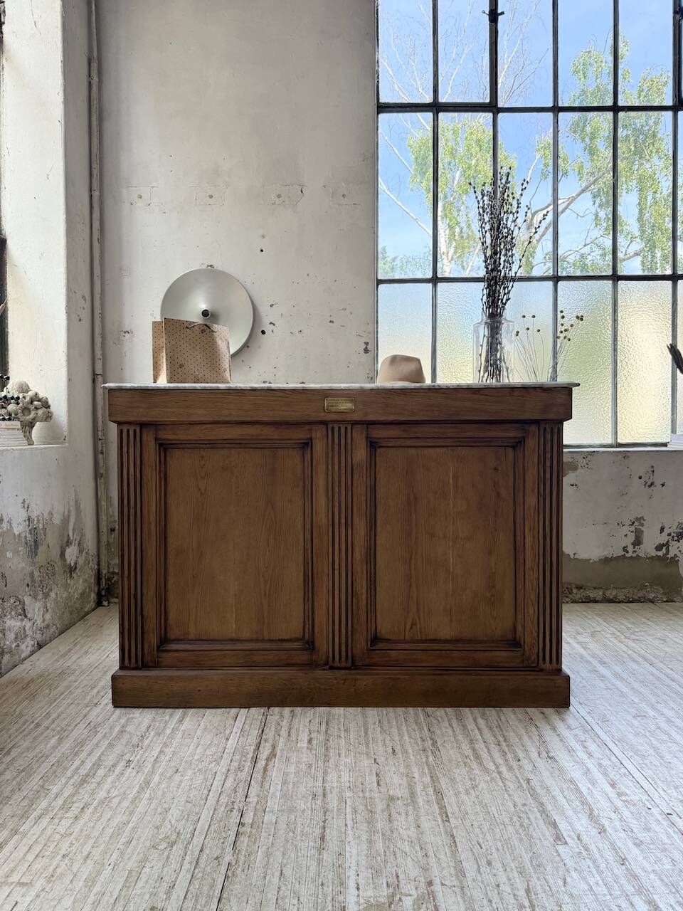 Oak and marble counter 1950