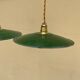 Vintage suspension duo in enamelled sheet metal style indus green and white