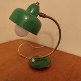 Vintage Scandinavian Art Deco desk lamp from the 40s, golden brass, retro, moon shape, swan neck