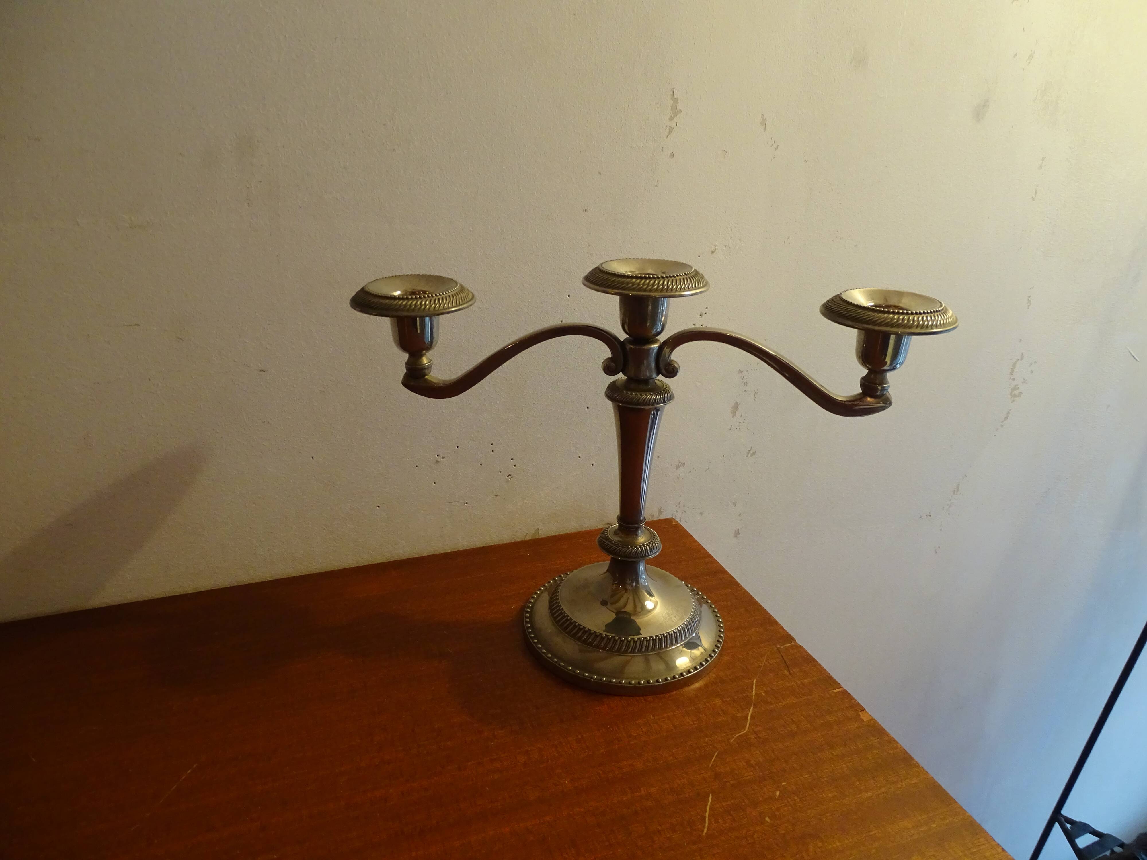 Chandelier 3 lights silver metal