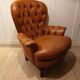Pair of leather chesterfield chairs