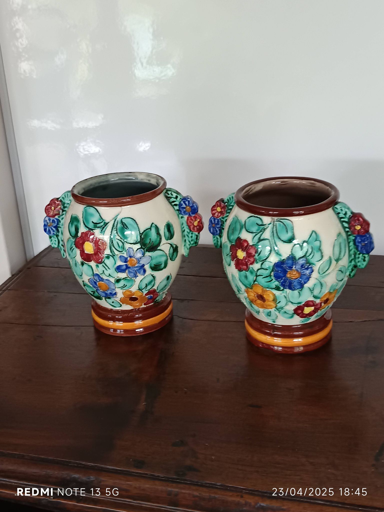 Paire de vases à oreilles Cerart Monaco 1950/1960