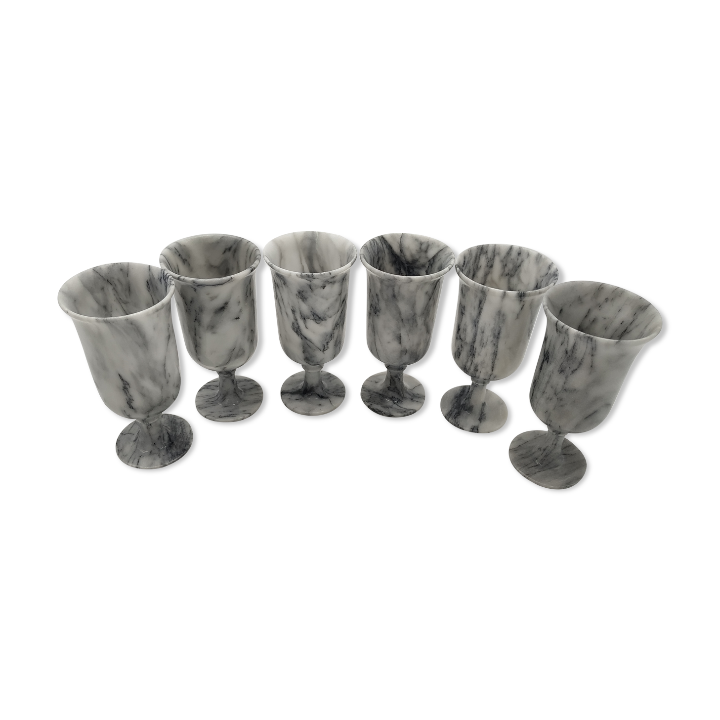 Service of 6 glasses on foot in baroque deco marble
