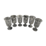 Service of 6 glasses on foot in baroque deco marble