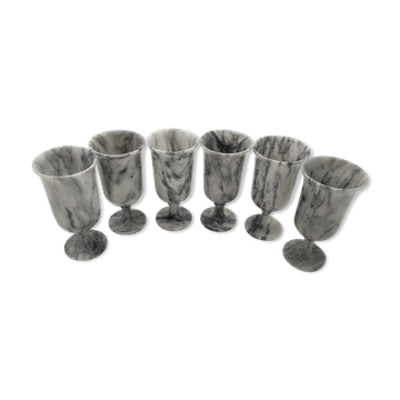 Service of 6 glasses on foot in baroque deco marble