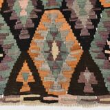 5x7 Burgundy & Green Geometric Pattern Vintage Kilim Rug, 162x218Cm