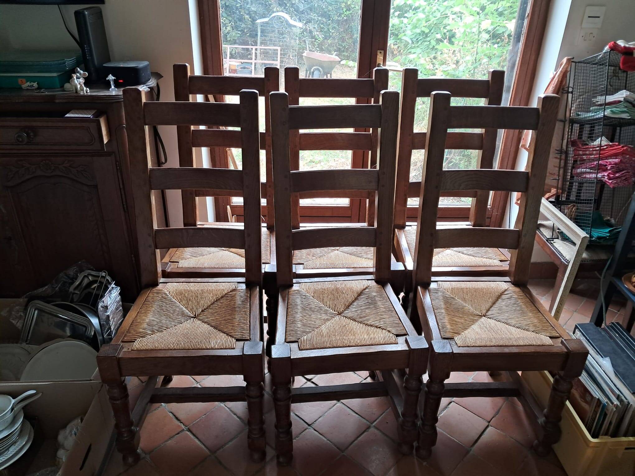 Lot de 6 Chaises de salon en chêne massif