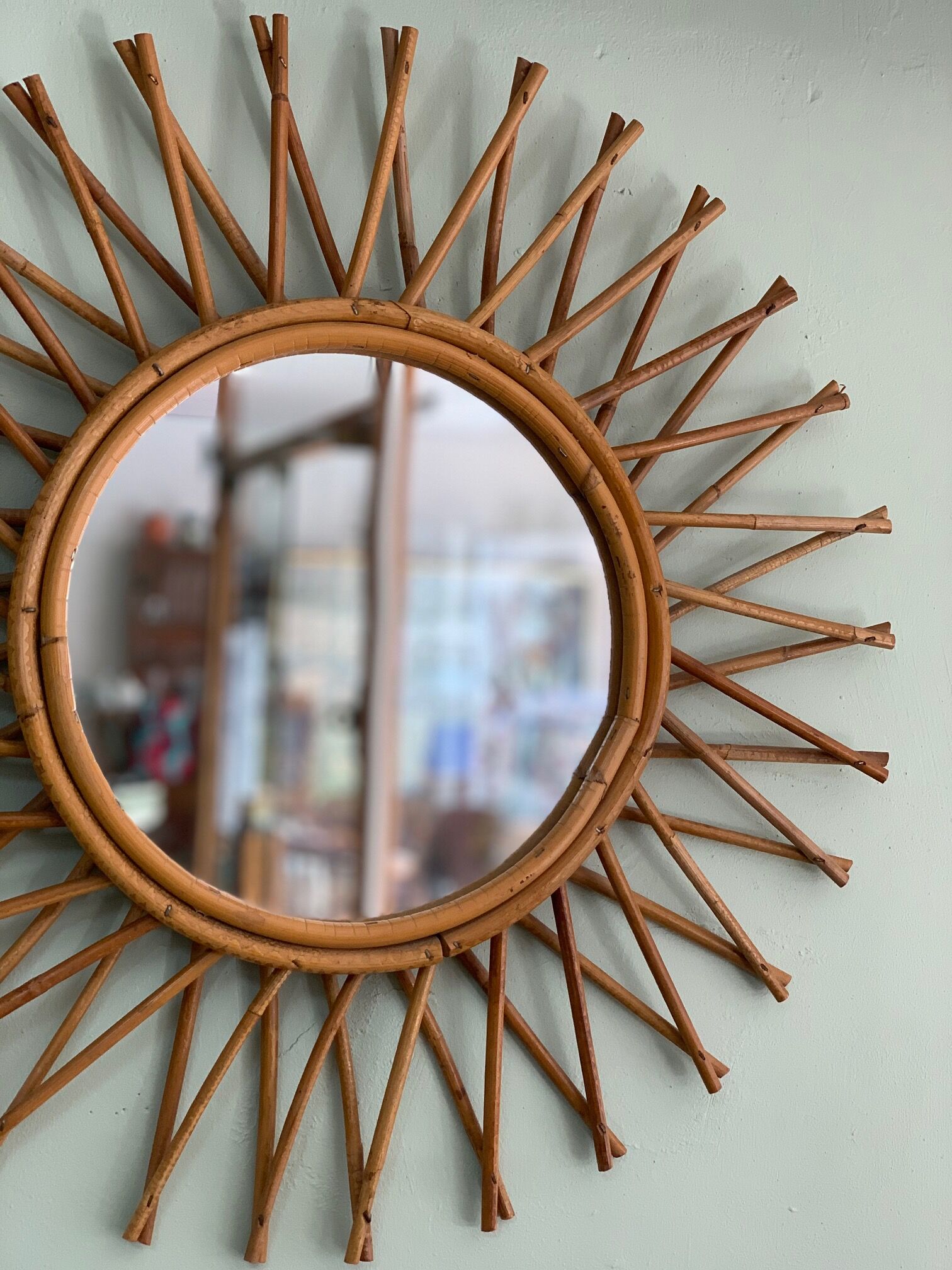 Old rattan mirror