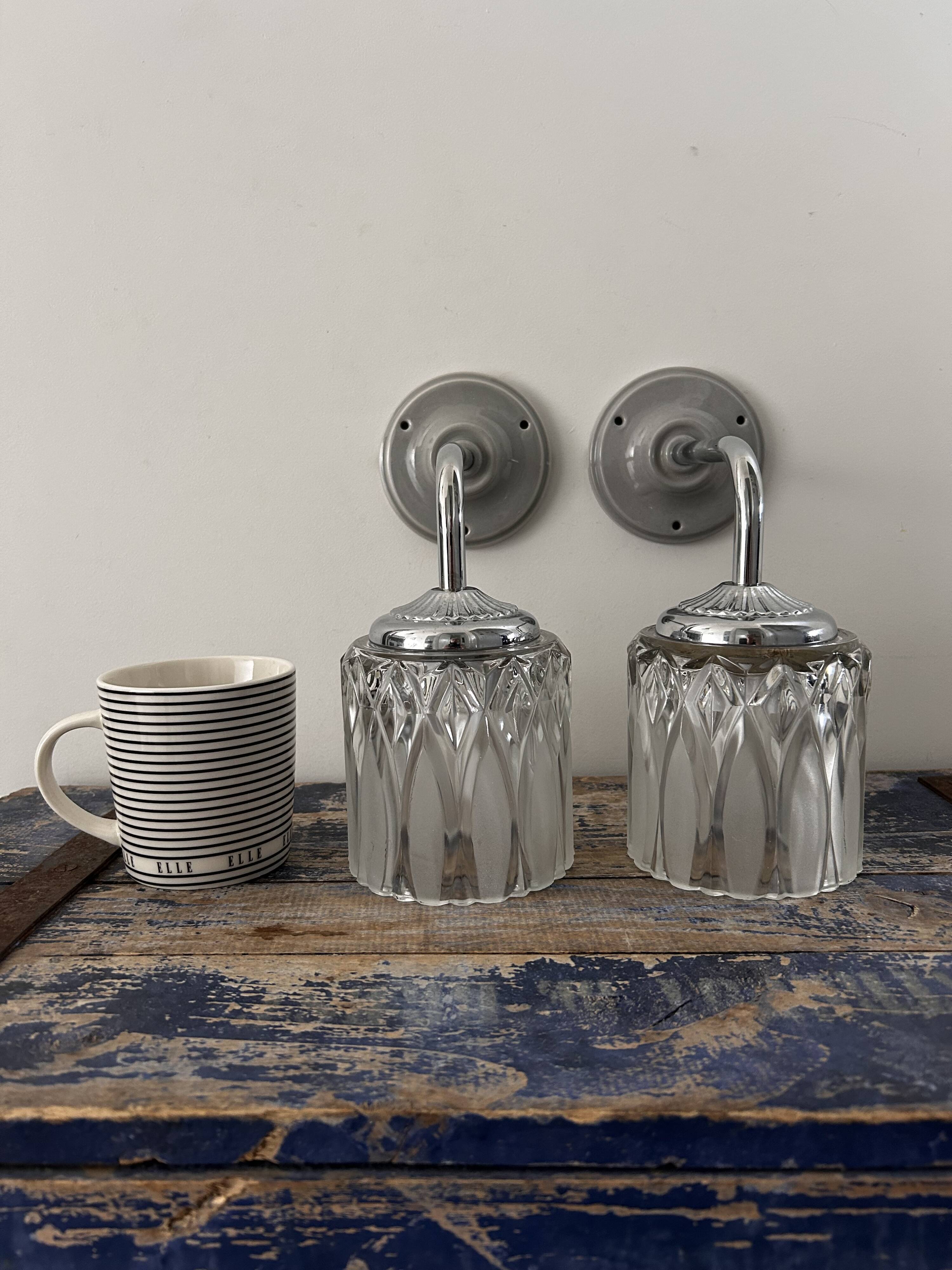 Pair of vintage chrome wall lights