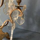 Girandole candle holder with crystal and bronze tassel with 3 lights, 1900