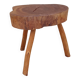 small vintage brutalist wooden tripod side table