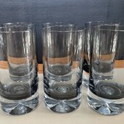 Set of 6 vintage smoked glasses with bubble feet from the 1970s.