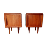Pair of scandinavian bedsides in curtain teak