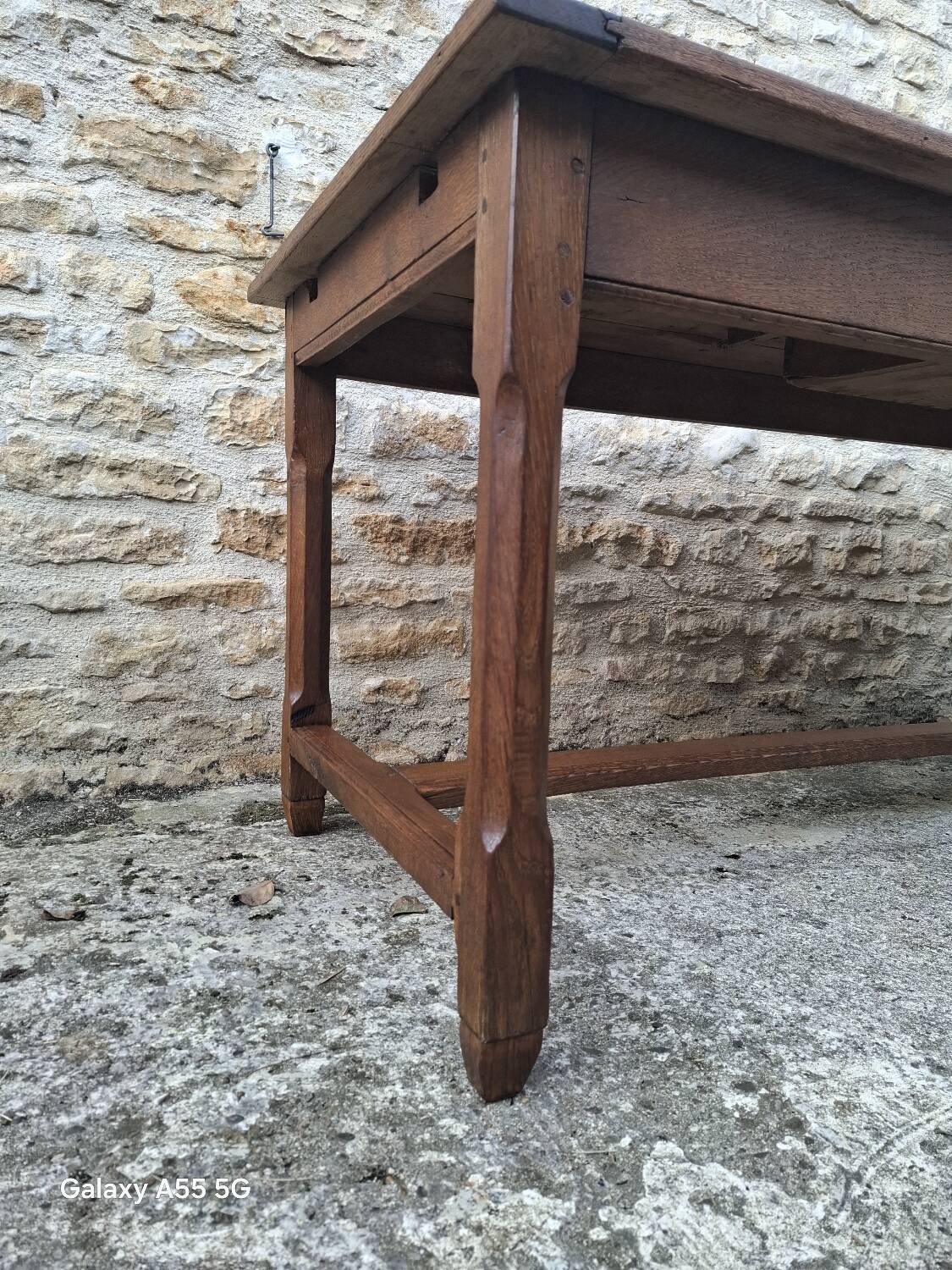Extendable oak farmhouse table
