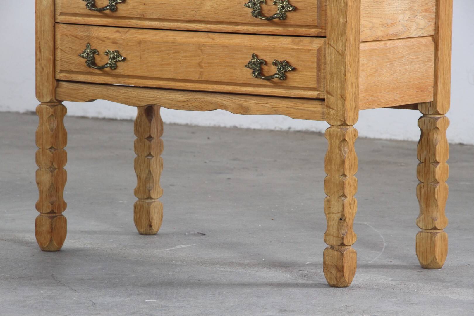 Vintage 1960s Danish three-drawer Oak Side Table, Henning Kjærnulf style