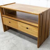 Low cabinet from Maison Regain, solid elm, circa 1960, with drawer
