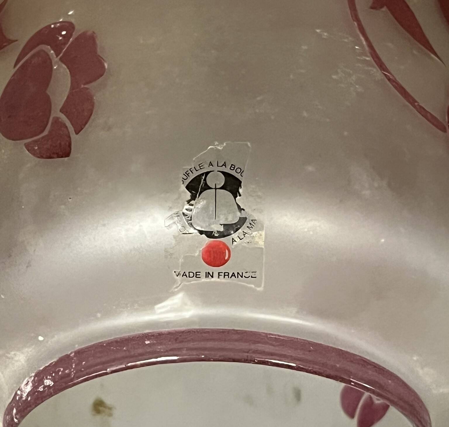 Daum (in the style): large multi-layered vase decorated with purple flowers circa 1930