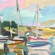 Oil on canvas port with sailing boats