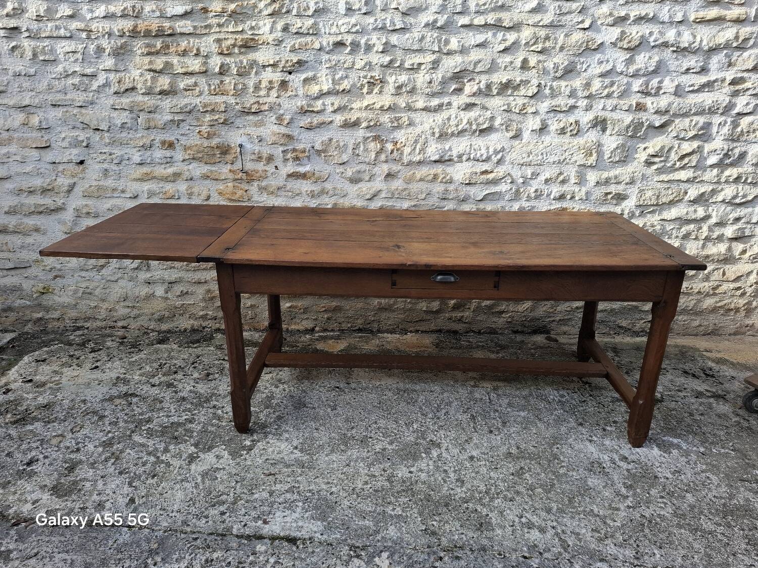 Extendable oak farmhouse table