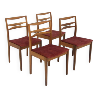 Set of 4 Scandinavian walnut chairs, Sweden, 1960.
