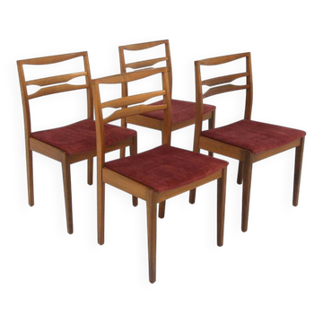 Set of 4 Scandinavian walnut chairs, Sweden, 1960.