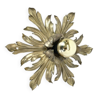35cm handmade Brass Floral Theatre Wall Ceiling Light, Italy 1970