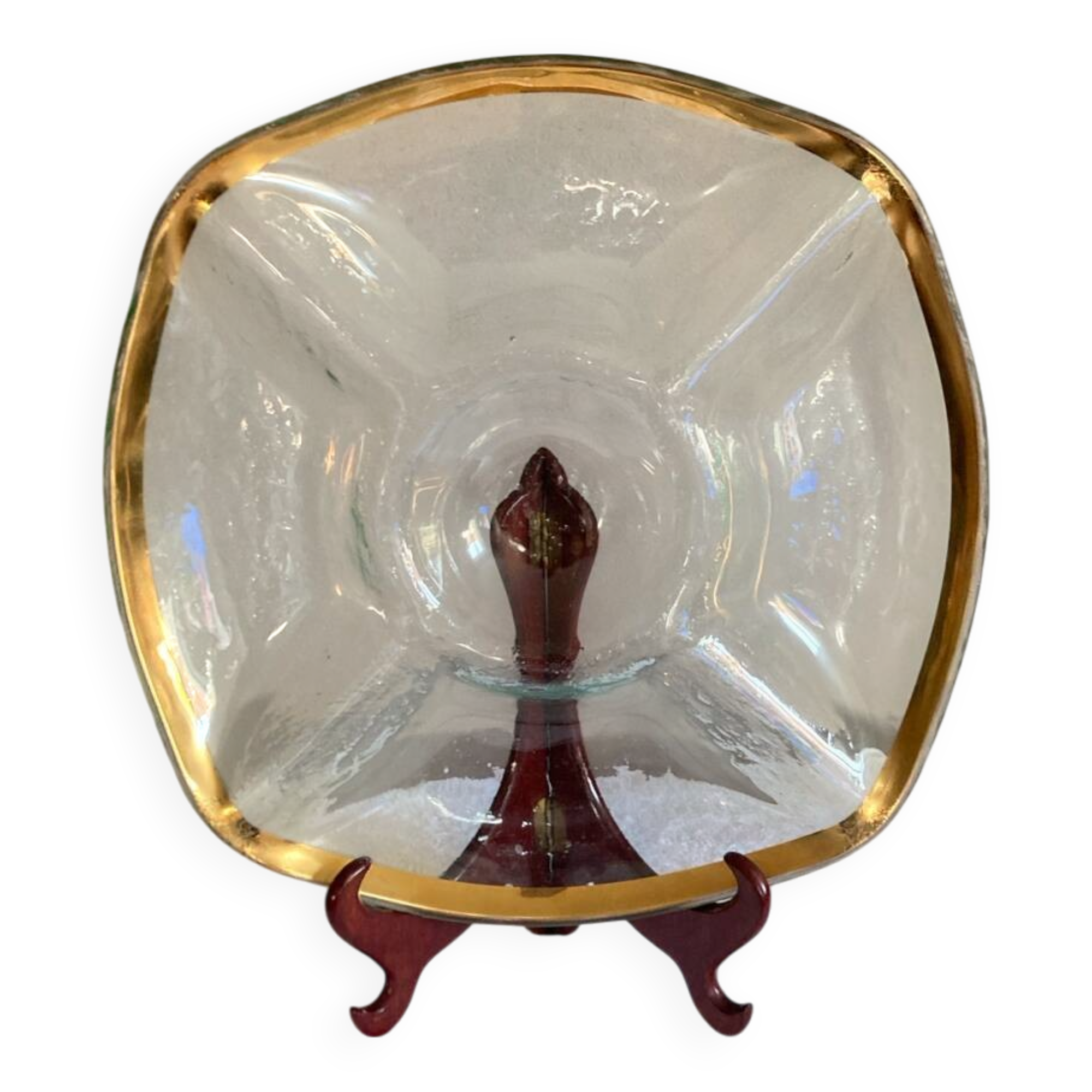 Timeless dish signed Annie Glass 38/36 made in the USA gilded with 24k fine gold