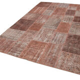 Handwoven Oriental Overdyed 198 cm x 300 cm Brown Patchwork Carpet