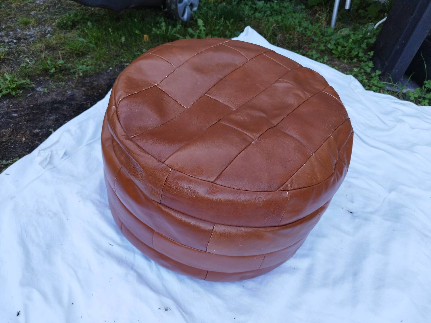 Sede Patchwork Leather Pouf