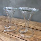 Pair of so-called "corolla" vases in Murano glass