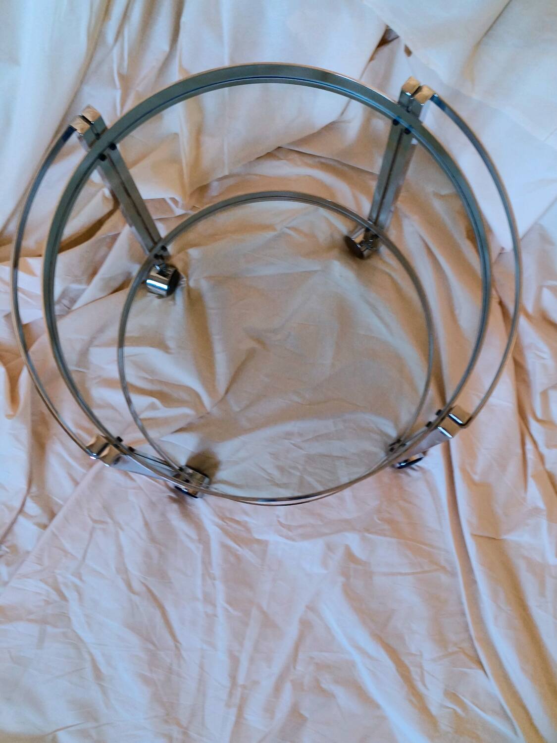 Vintage chrome and glass serving trolley from the 1970s